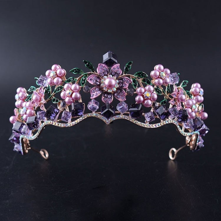 Purple Crystal Bridal Crown/Tiara